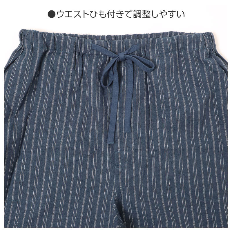 ルームパンツ メンズ 7分丈 しじら 綿100 ステテコ 部屋着 M L LL 夏用 涼しい 七分丈 パジャマパンツ 綿 ズボン イージーパンツ ウエストひも サイドポケット 春夏 リラックスパンツ 男性 ホームウェア ナイトウェア 寝間着 くつろぎ着 涼感