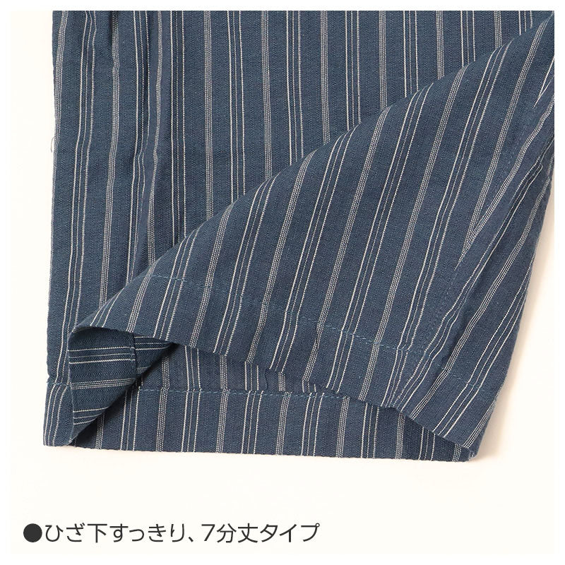 ルームパンツ メンズ 7分丈 しじら 綿100 ステテコ 部屋着 M L LL 夏用 涼しい 七分丈 パジャマパンツ 綿 ズボン イージーパンツ ウエストひも サイドポケット 春夏 リラックスパンツ 男性 ホームウェア ナイトウェア 寝間着 くつろぎ着 涼感