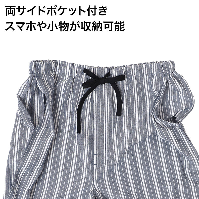 メンズ ハーフパンツ サッカー生地 ルームウェア 綿混 薄手 さらさら M L LL 部屋着 ステテコ 短パン ひざ丈 夏 パジャマ下 ルームパンツ ウエストゴム 紐付き ポケット付き ゴム交換口 涼しい 大人 男性 紳士 リラックスパンツ 寝間着
