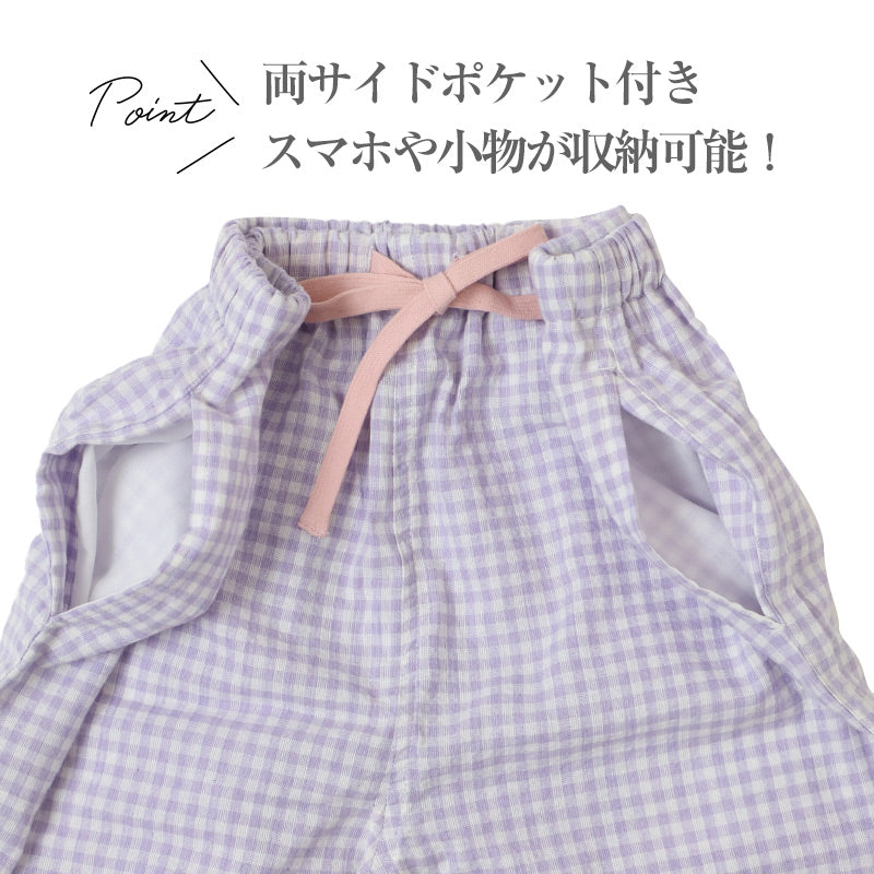 レディース ハーフパンツ 綿100 しじら ルームウェア 部屋着 パジャマ M L LL 下だけ ズボン 夏 涼しい 通気性 さらさら 肌に張り付かない ウエストゴム 紐付き ゴム取り替え口 膝丈 五分丈 女性 婦人 リラックス 寝間着 リラックスパンツ