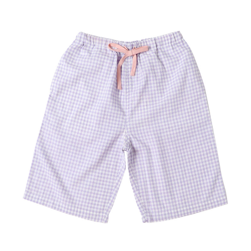 レディース ハーフパンツ 綿100 しじら ルームウェア 部屋着 パジャマ M L LL 下だけ ズボン 夏 涼しい 通気性 さらさら 肌に張り付かない ウエストゴム 紐付き ゴム取り替え口 膝丈 五分丈 女性 婦人 リラックス 寝間着 リラックスパンツ