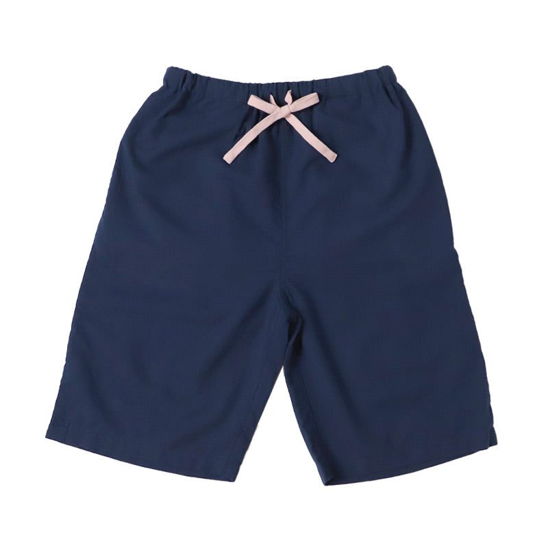 レディース ハーフパンツ 綿100 しじら ルームウェア 部屋着 パジャマ M L LL 下だけ ズボン 夏 涼しい 通気性 さらさら 肌に張り付かない ウエストゴム 紐付き ゴム取り替え口 膝丈 五分丈 女性 婦人 リラックス 寝間着 リラックスパンツ