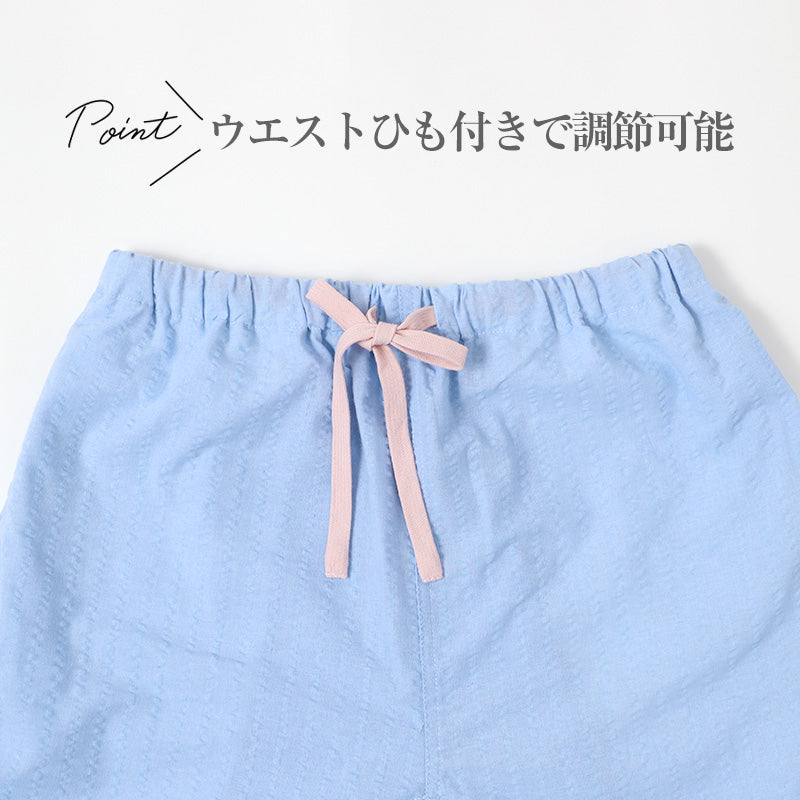 レディース ハーフパンツ ルームウェア サッカー生地 涼しい 夏 部屋着 パジャマ M L LL 下だけ ルームパンツ 綿混 薄手 通気性 さらさら 肌に張り付かない ウエストゴム ウエスト紐 ゴム交換可 短パン 半ズボン リラックスパンツ ナイトウェア