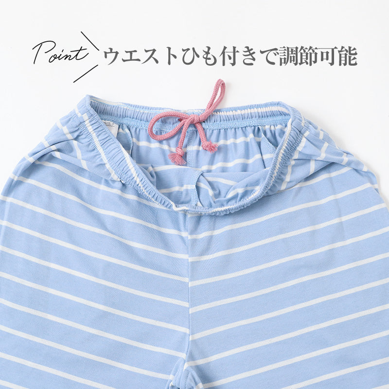 ルームパンツ レディース ハーフパンツ 綿混 天竺 膝上 部屋着 パジャマ下 M L LL 春夏 涼しい 伸縮 吸湿 ウエストゴム ウエスト紐 リラックスパンツ 短パン ショートパンツ やわらか さらっと 無地 婦人 グレー ブラック ピンク ブルー チャコール