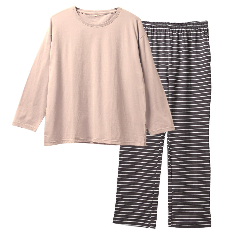 レディース ルームウェア 上下セット 綿100 長袖 ロングパンツ M L LL 部屋着 パジャマ ボーダー柄 セットアップ 婦人 女性用 リラックスウェア 寝間着 普段着 ゆったり シンプル おしゃれ ワンマイルウェア コットン 天然素材 肌触り 快適 通気性 部屋着セット おしゃれ