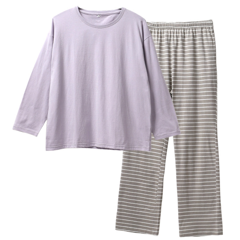 レディース ルームウェア 上下セット 綿100 長袖 ロングパンツ M L LL 部屋着 パジャマ ボーダー柄 セットアップ 婦人 女性用 リラックスウェア 寝間着 普段着 ゆったり シンプル おしゃれ ワンマイルウェア コットン 天然素材 肌触り 快適 通気性 部屋着セット おしゃれ
