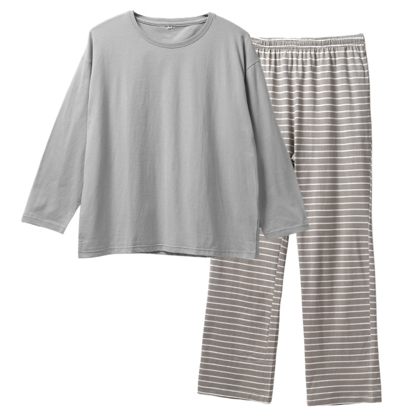 レディース ルームウェア 上下セット 綿100 長袖 ロングパンツ M L LL 部屋着 パジャマ ボーダー柄 セットアップ 婦人 女性用 リラックスウェア 寝間着 普段着 ゆったり シンプル おしゃれ ワンマイルウェア コットン 天然素材 肌触り 快適 通気性 部屋着セット おしゃれ