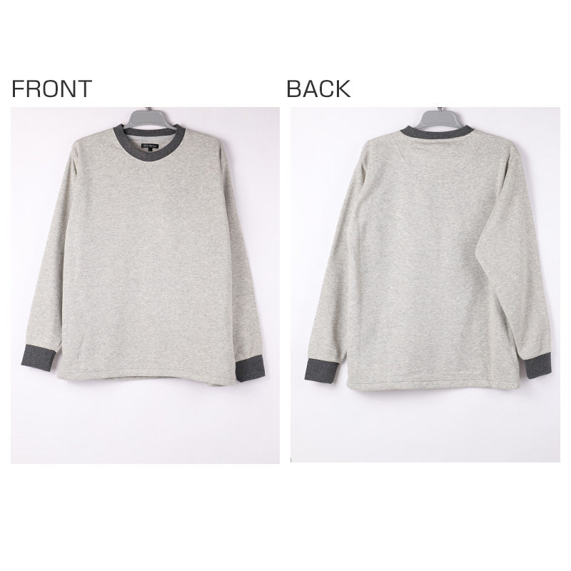 裏起毛 ルームウェア メンズ パジャマ 上下セット 長袖 冬 保温 丸首 クルーネック 前閉じ 部屋着 M L LL 紳士 無地 セットアップ シンプル リラックスウェア トレーナー ふんわり やわらか 暖かい あったか 冷え対策 おしゃれ プレゼント ギフト