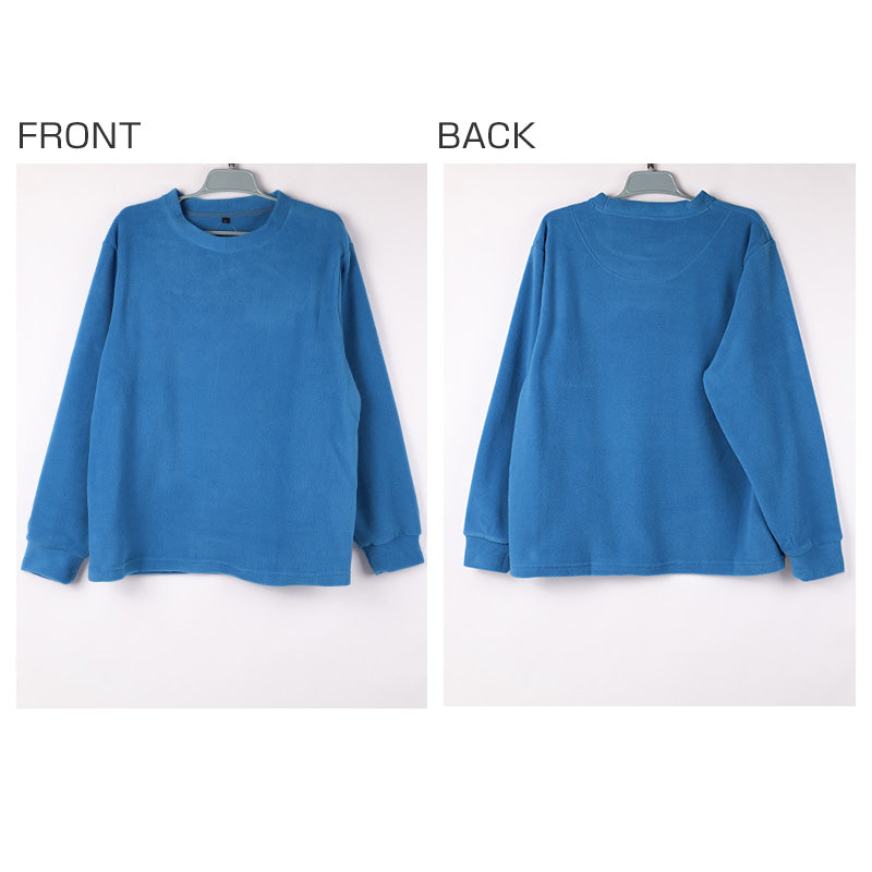 フリース ルームウェア メンズ パジャマ 上下セット 長袖 冬 保温 丸首 クルーネック 前閉じ 部屋着 M L LL 紳士 無地 セットアップ シンプル リラックスウェア ナイトウェア 寝巻き もこもこ ふんわり やわらか 暖かい あったか おしゃれ プレゼント ギフト