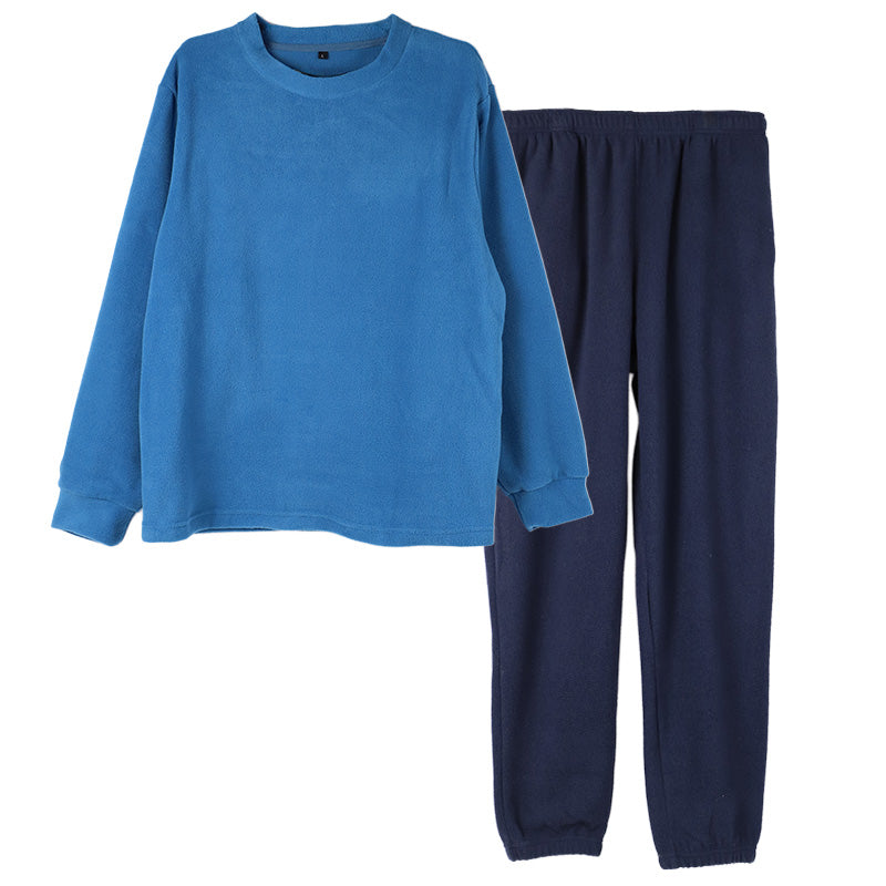 フリース ルームウェア メンズ パジャマ 上下セット 長袖 冬 保温 丸首 クルーネック 前閉じ 部屋着 M L LL 紳士 無地 セットアップ シンプル リラックスウェア ナイトウェア 寝巻き もこもこ ふんわり やわらか 暖かい あったか おしゃれ プレゼント ギフト