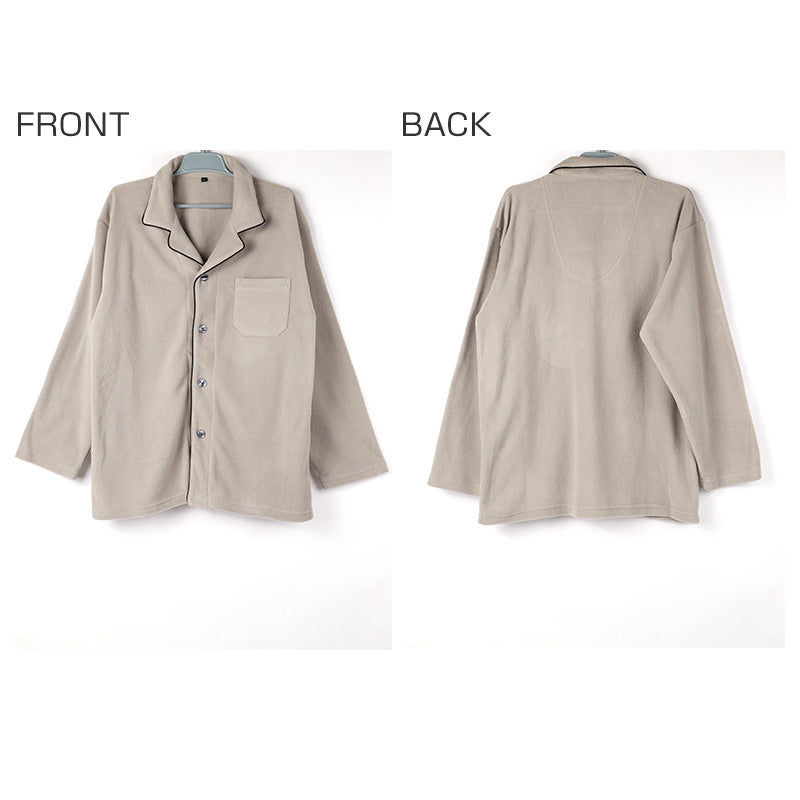 フリース ルームウェア メンズ パジャマ 上下セット 長袖 冬 保温 前開き 襟付き 部屋着 M L LL 紳士 無地 セットアップ シンプル リラックスウェア ナイトウェア 寝巻き もこもこ ふんわり やわらか 暖かい あったか おしゃれ プレゼント ギフト