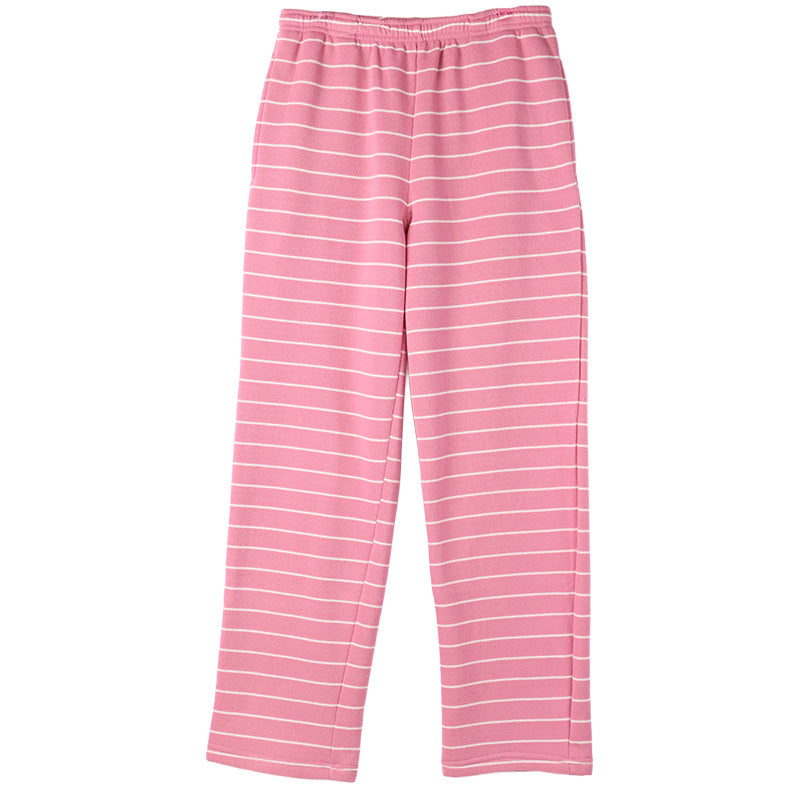 ルームパンツ レディース 裏起毛 パンツ ボーダー ルームウェア ストレート スウェット M L LL ウエストゴム ポケット付き シンプル リラックスパンツ イージーパンツ 暖かい あったか 冬用 防寒 寒さ対策 保温 部屋着 パジャマ