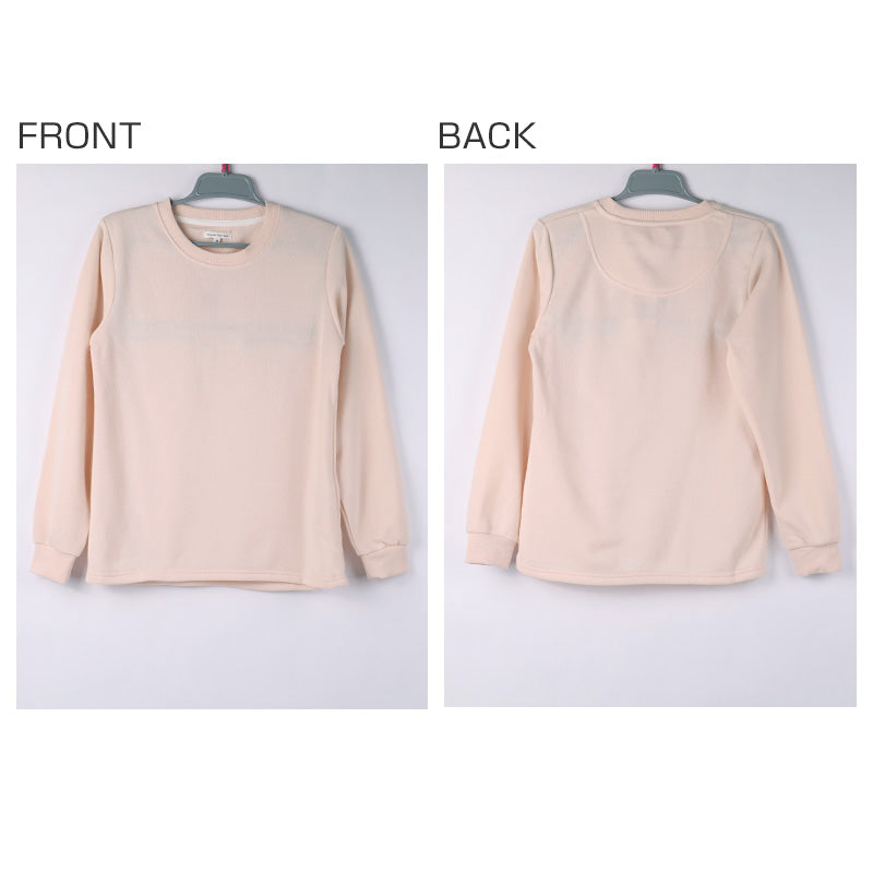 裏起毛 ルームウェア レディース パジャマ 上下セット 長袖 冬 保温 丸首 クルーネック 部屋着 M L LL 婦人 無地 セットアップ シンプル リラックスウェア トレーナー ふんわり やわらか 暖かい あったか 冷え対策 おしゃれ プレゼント ギフト