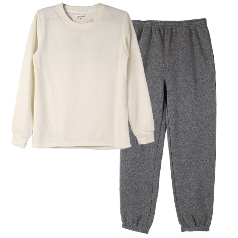 裏起毛 ルームウェア レディース パジャマ 上下セット 長袖 冬 保温 丸首 クルーネック 部屋着 M L LL 婦人 無地 セットアップ シンプル リラックスウェア トレーナー ふんわり やわらか 暖かい あったか 冷え対策 おしゃれ プレゼント ギフト