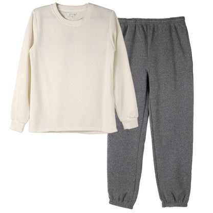 裏起毛 ルームウェア レディース パジャマ 上下セット 長袖 冬 保温 丸首 クルーネック 部屋着 M L LL 婦人 無地 セットアップ シンプル リラックスウェア トレーナー ふんわり やわらか 暖かい あったか 冷え対策 おしゃれ プレゼント ギフト