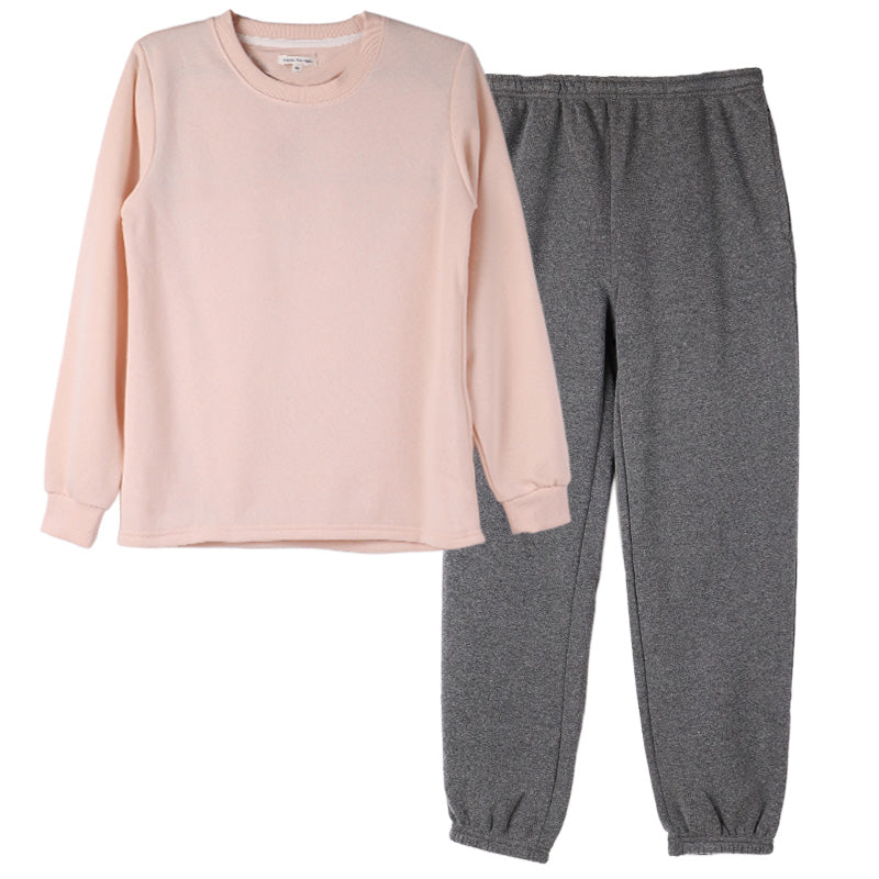 裏起毛 ルームウェア レディース パジャマ 上下セット 長袖 冬 保温 丸首 クルーネック 部屋着 M L LL 婦人 無地 セットアップ シンプル リラックスウェア トレーナー ふんわり やわらか 暖かい あったか 冷え対策 おしゃれ プレゼント ギフト