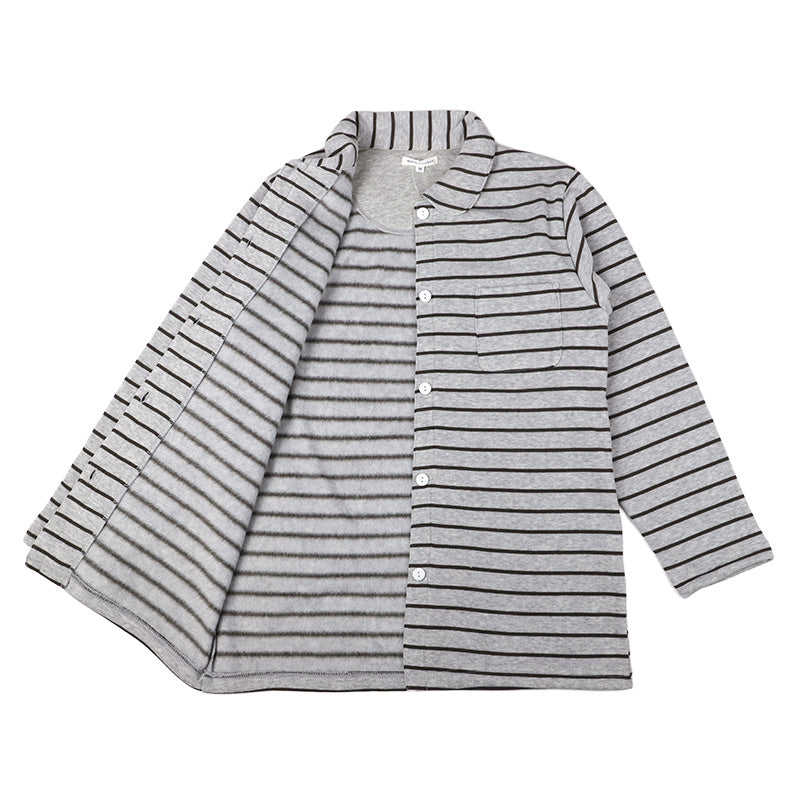 裏起毛 ルームウェア レディース パジャマ 上下セット 長袖 冬 保温 ボーダー シュール衿 部屋着 M L LL 婦人 セットアップ シンプル リラックスウェア 前開き ボタン  ふんわり やわらか 暖かい あったか 冷え対策 おしゃれ プレゼント ギフト