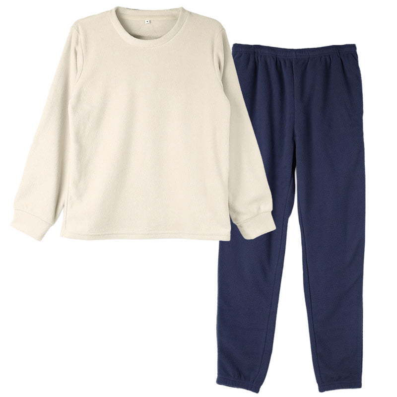 フリース ルームウェア レディース パジャマ 上下セット 長袖 冬 保温 丸首 クルーネック 部屋着 M L LL 婦人 無地 セットアップ シンプル リラックスウェア ナイトウェア 寝巻き もこもこ ふんわり やわらか 暖かい あったか おしゃれ プレゼント ギフト