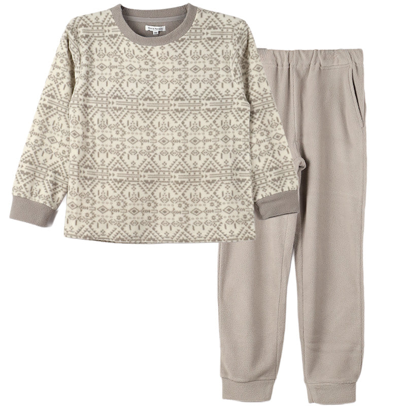 フリース ルームウェア パジャマ ノルディック柄 男児 子供 キッズ ジュニア 上下セット 130 140 150 160 cm セットアップ スウェット トレーナー 男の子 ボーイズ カジュアル あったか 暖かい 保温 防寒 秋冬 冬 長袖 長ズボン 冬用 部屋着 プレゼント ギフト
