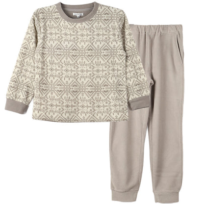 フリース ルームウェア パジャマ ノルディック柄 男児 子供 キッズ ジュニア 上下セット 130 140 150 160 cm セットアップ スウェット トレーナー 男の子 ボーイズ カジュアル あったか 暖かい 保温 防寒 秋冬 冬 長袖 長ズボン 冬用 部屋着 プレゼント ギフト