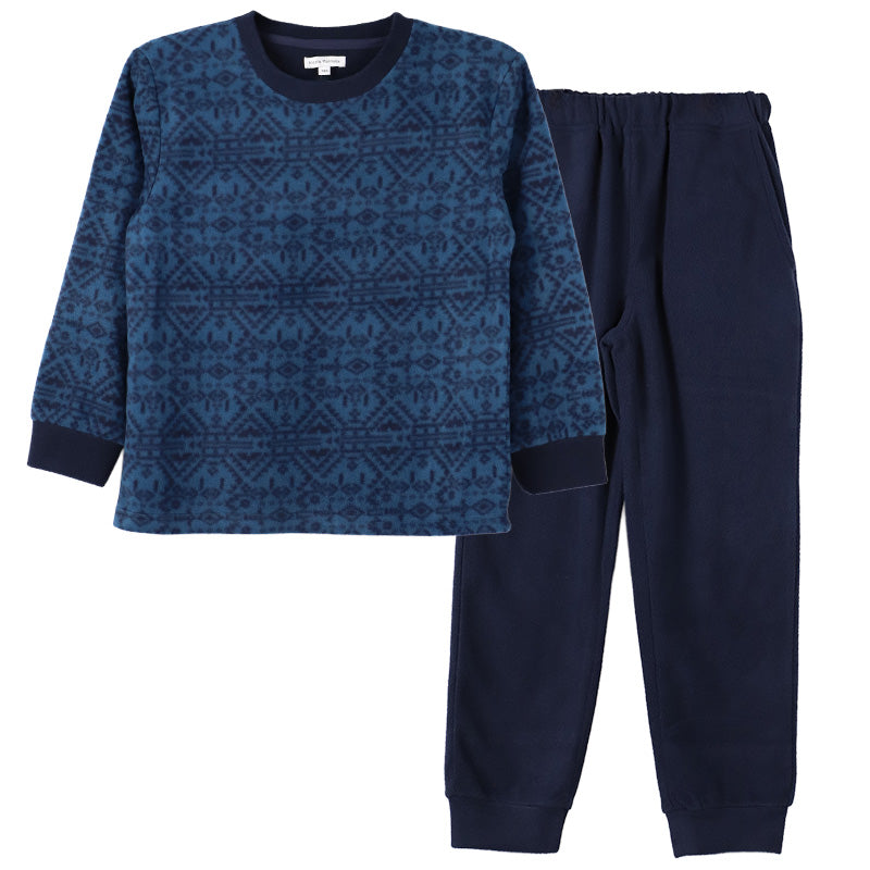 フリース ルームウェア パジャマ ノルディック柄 男児 子供 キッズ ジュニア 上下セット 130 140 150 160 cm セットアップ スウェット トレーナー 男の子 ボーイズ カジュアル あったか 暖かい 保温 防寒 秋冬 冬 長袖 長ズボン 冬用 部屋着 プレゼント ギフト