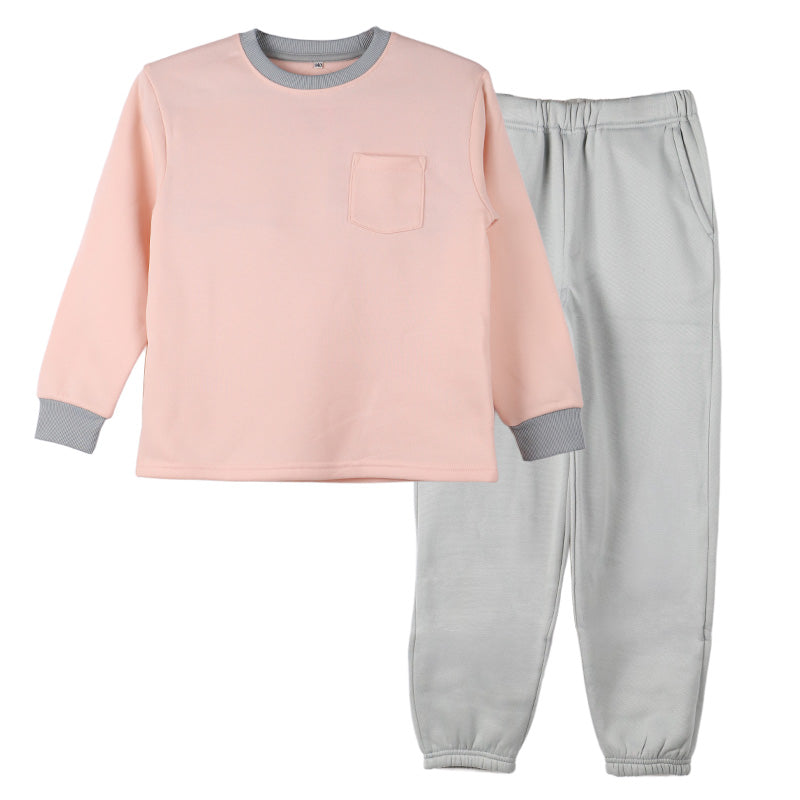 裏起毛 ルームウェア パジャマ 無地 女児 子供 キッズ ジュニア 上下セット 130 140 150 160 cm セットアップ スウェット トレーナー 女の子 ガーイズ カジュアル あったか 暖かい 保温 防寒 秋冬 冬 長袖 長ズボン ポケット付き 冬用 部屋着 シンプル プレゼント ギフト