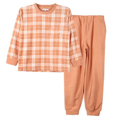 フリース ルームウェア パジャマ チェック 女児 子供 キッズ ジュニア 上下セット 130 140 150 160 cm セットアップ スウェット トレーナー 女の子 ガーイズ カジュアル あったか 暖かい 保温 防寒 秋冬 冬 長袖 長ズボン 可愛い 冬用 部屋着 シンプル プレゼント ギフト