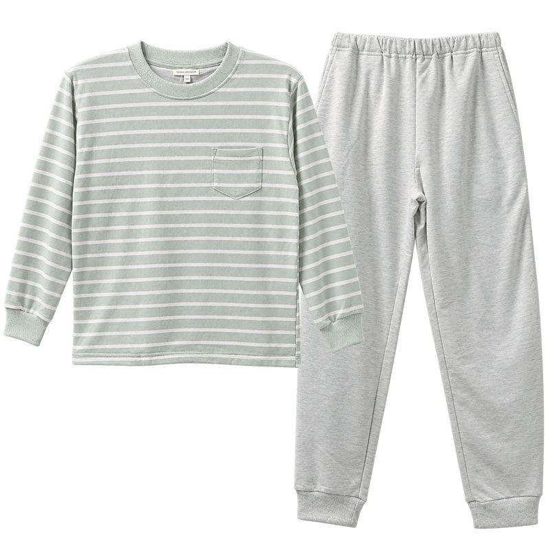キッズ スウェット 上下セット ミニ裏毛 綿混 ボーダー 長袖 長ズボン 女の子 子供服 セットアップ 140 150 160 cm ジュニア ガールズ ルームウェア 部屋着 パジャマ スエット 上下 長袖トップス ロングパンツ 普段着 小学生 中学生 修学旅行