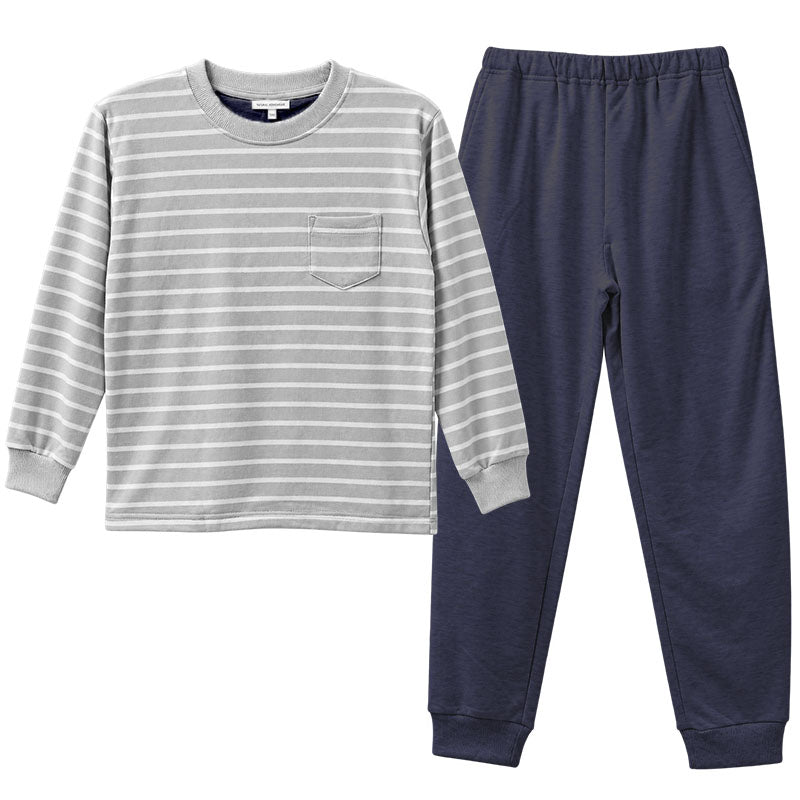 キッズ スウェット 上下セット ミニ裏毛 綿混 ボーダー 長袖 長ズボン 女の子 子供服 セットアップ 140 150 160 cm ジュニア ガールズ ルームウェア 部屋着 パジャマ スエット 上下 長袖トップス ロングパンツ 普段着 小学生 中学生 修学旅行