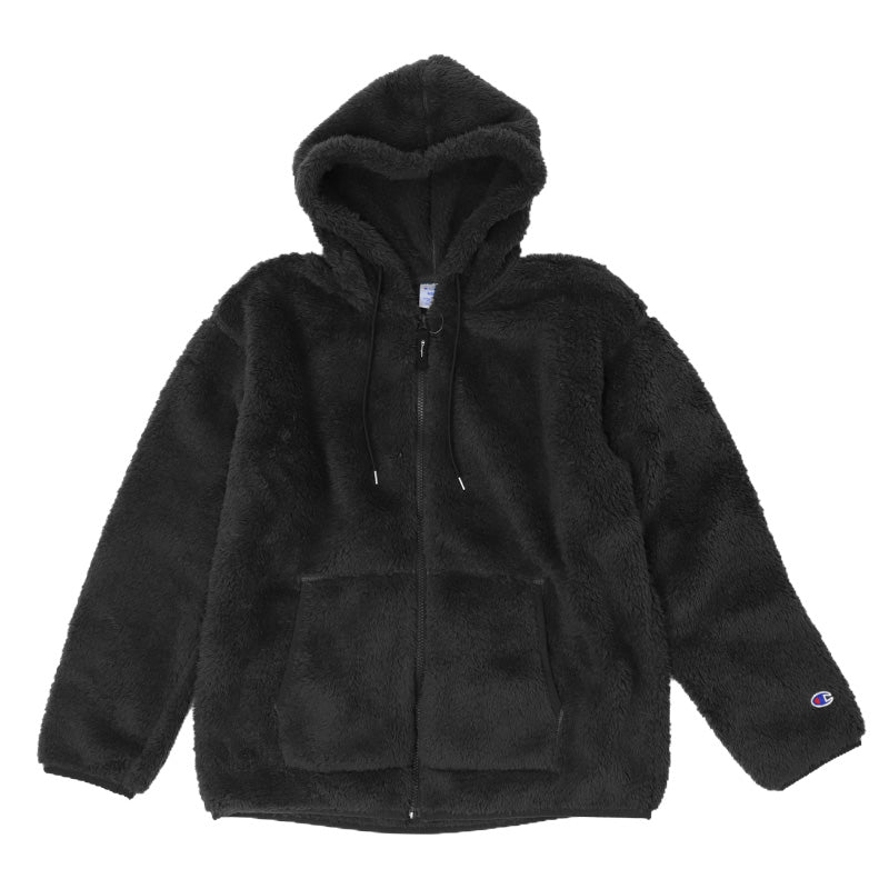 Champion チャンピオン フリースジャケット メンズ ボアジャケット ジップパーカー シェルパフリース フード付き ジップアップ もこもこ あったか 防寒 保温 軽量 長袖 アウター フリースパーカー ボアパーカー フーディー フーデッドジャケット