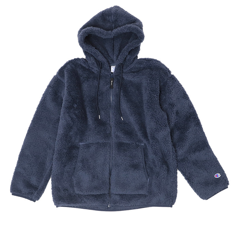 Champion チャンピオン フリースジャケット メンズ ボアジャケット ジップパーカー シェルパフリース フード付き ジップアップ もこもこ あったか 防寒 保温 軽量 長袖 アウター フリースパーカー ボアパーカー フーディー フーデッドジャケット