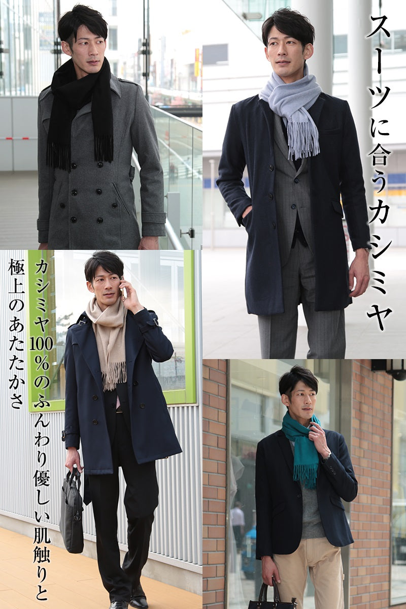 カシミヤ100% 織物無地マフラー メンズ フリーサイズ (カシミヤ マフラー カシミヤ100 カシミア 男 防寒 薄手 大判マフラー ギフト プレゼント arcadiarca) (送料無料) (在庫限り)