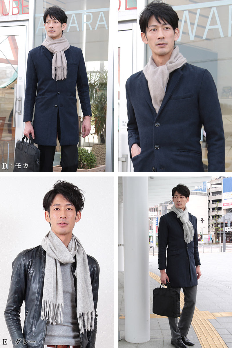 カシミヤ100% 織物無地マフラー メンズ フリーサイズ (カシミヤ マフラー カシミヤ100 カシミア 男 防寒 薄手 大判マフラー ギフト プレゼント arcadiarca) (送料無料) (在庫限り)