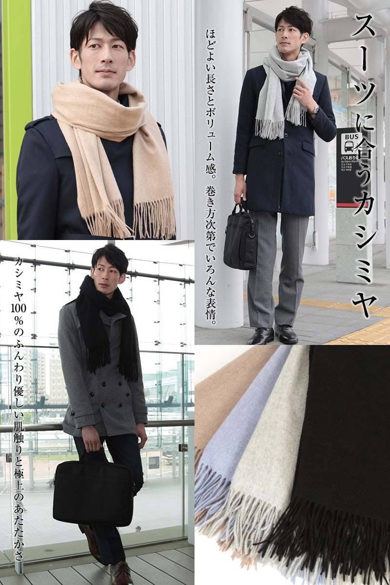 カシミヤ100% ストール 無地 メンズ 大判 マフラー カシミヤ カシミア フリーサイズ 冬 雑貨 ファッション 防寒 暖かい シンプル 男性 プレゼント 50代 60代 70代 ギフト クリスマス (送料無料) (在庫限り)