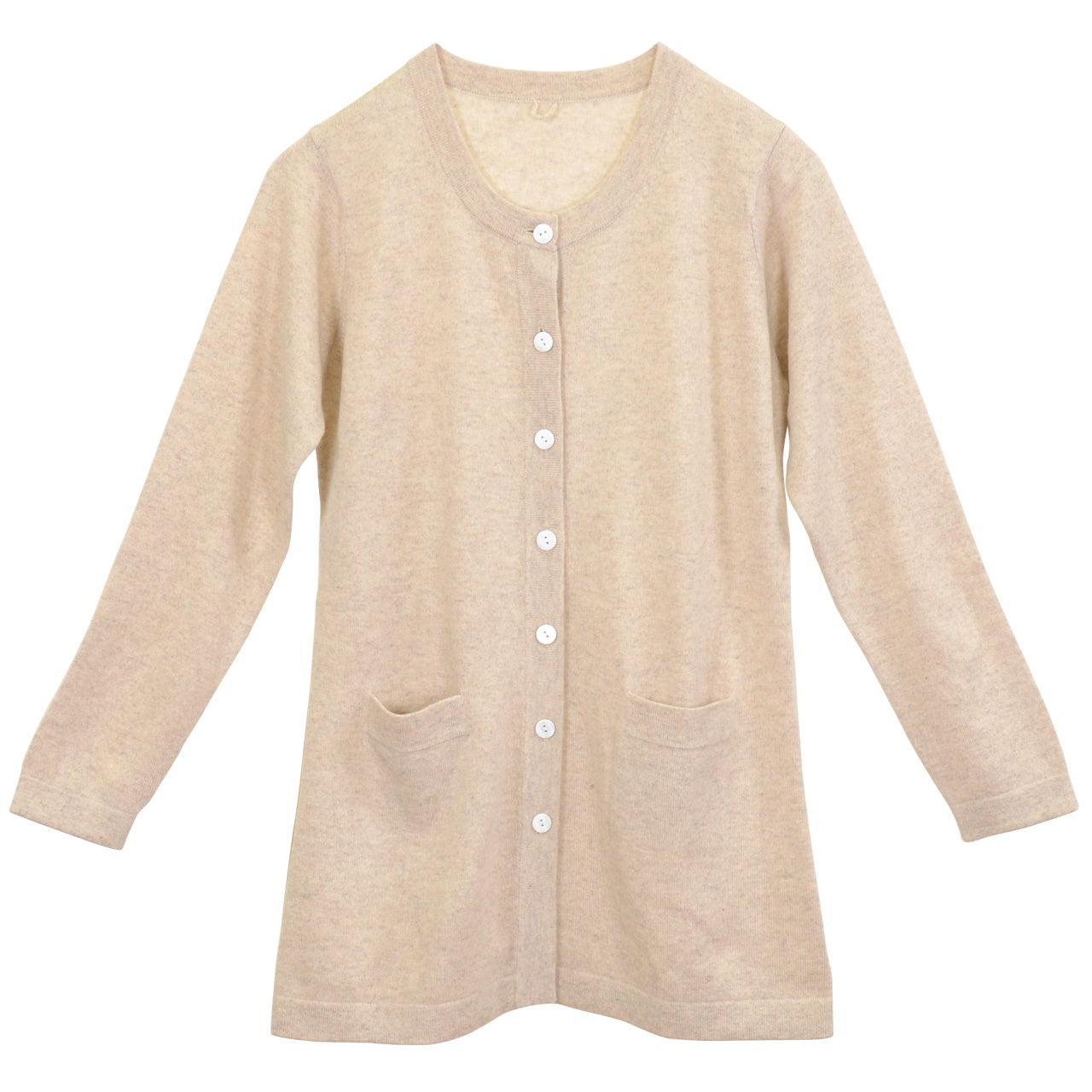 カシミヤ100％ ロング カーディガン 丸首 レディース M～3L (カシミア 