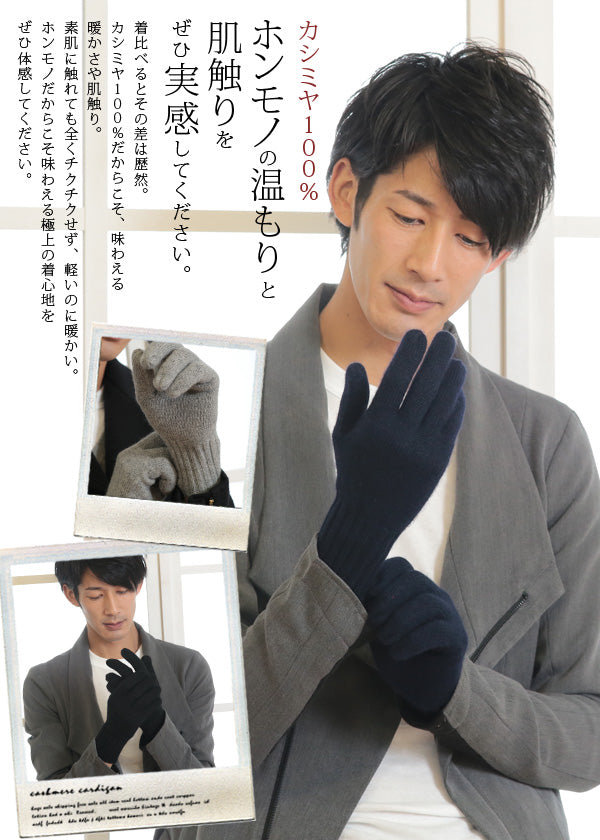 手袋 メンズ カシミヤ ニット フリーサイズ (防寒 暖かい カシミヤ100% 手ぶくろ グローブ カシミア 男性 無地 シンプル プレゼント ギフト arcadiarca) (在庫限り)