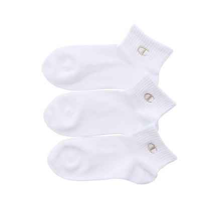 チャンピオン 靴下 子供 ショート丈 3足組 19-24cm (Champion ロゴ ソックス 3足セット クォーターレングスソックス キッズ 通学 スクールソックス 刺繍 ワンポイント) (在庫限り)