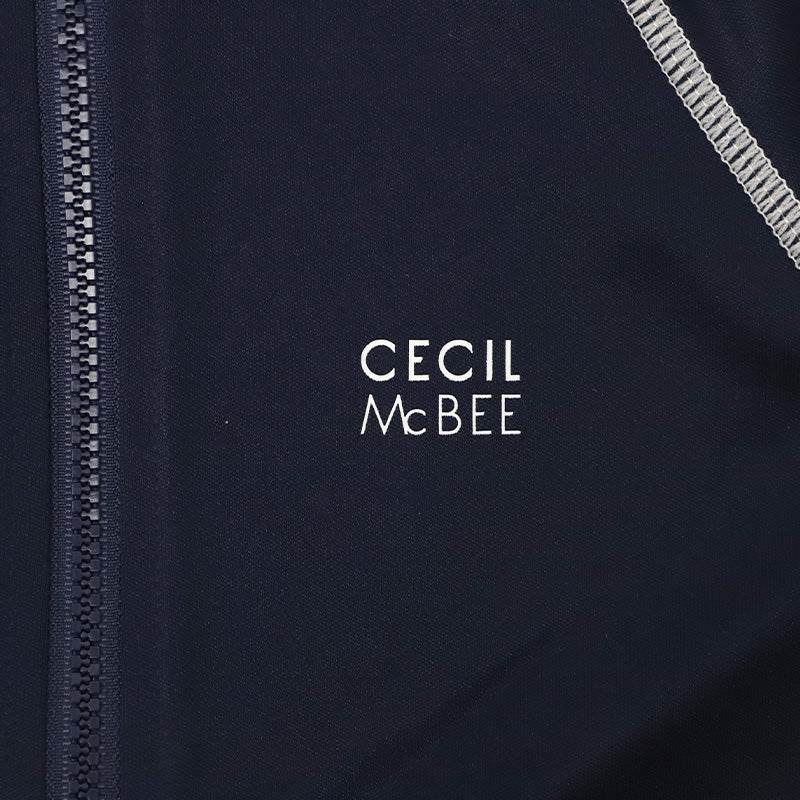 ラッシュガード スクール水着 女の子 CECIL McBEE セシルマクビー キッズ ジュニア ガールズ フライス UVカット UPF50+ 紫外線対策 のびるゼッケン付き 学校用 プール 水泳授業 140cm～160cm スイムウェア ブラック ネイビー