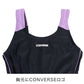 スクール水着 女の子 ワンピース キュロット Aライン CONVERSE コンバース キッズ ジュニア 水着 ガールズ スカート付き UVカット UPF50+ 紫外線カット 140cm～170cm ゼッケン付き のびるゼッケン ナイロン混 ストレッチ 黒 紺 学校用 プール