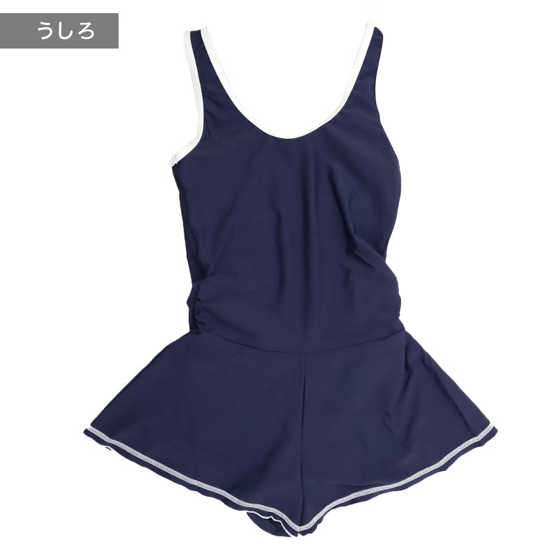スクール水着 女の子 ワンピース キュロット ANAP GiRL アナップガール キッズ ジュニア 水着 ガールズ スカート付き キュロットワンピ UVカット 120cm～170cm ゼッケン付き のびるゼッケン カップ取付可 ストレッチ 黒 紺 学校用 プール