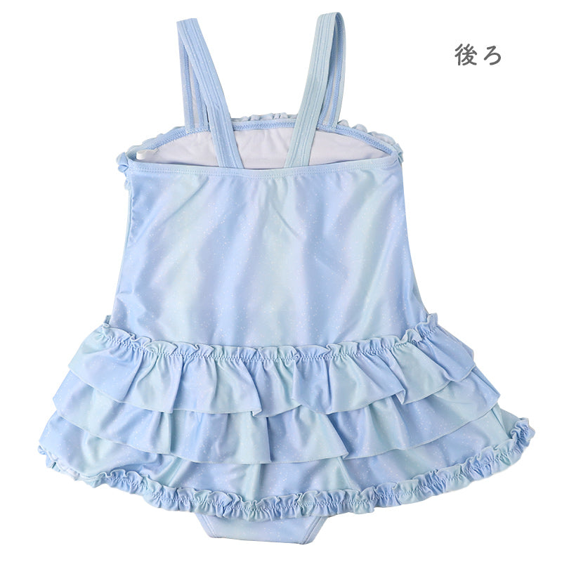 水着 女の子 ワンピース フリル グラデーション パンツ一体型 ワンピース水着 120cm 130cm 140cm キッズ 子供 ガールズ ジュニア 小学生 胸元裏地付き リボン かわいい おしゃれ スイムウェア プール 海 海水浴 水遊び 夏 キッズ水着 子ども水着