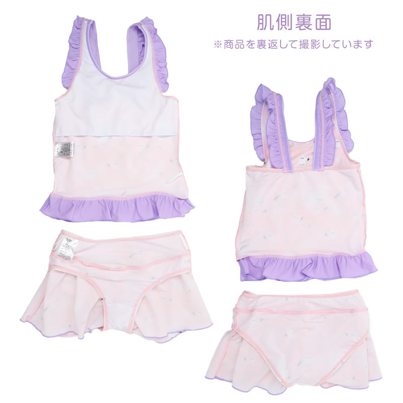 キッズ 水着 女の子 タンキニ セパレート シマエナガ フリル タンクトップ ガールズ ジュニア スイムウェア かわいい 鳥柄 アニマル柄 ポリエステル混 ストレッチ ピンク グリーン ブルー 120cm～140cm プール 海 水遊び 夏用