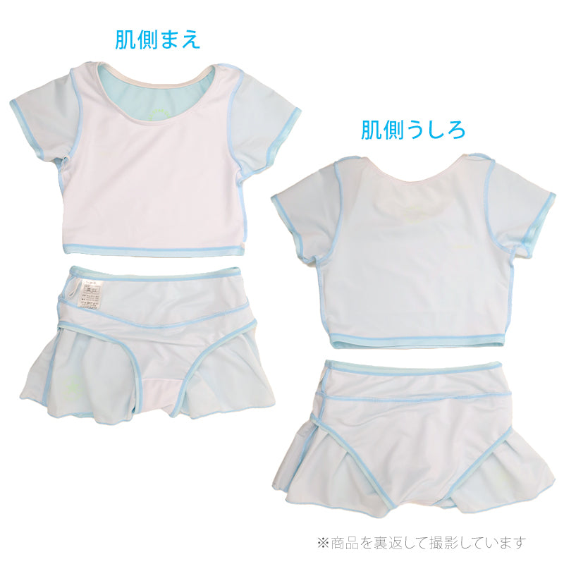 スクール水着 女の子 CONVERSE コンバース セパレート水着 半袖 セパレーツ 上下別 キッズ ジュニア ガールズ 子供 水着 スイムウェア サイドライン 裏地付き 伸縮 着替えやすい 120cm～140cm プール 水泳 スイミング 学校 授業 海水浴 (送料無料)