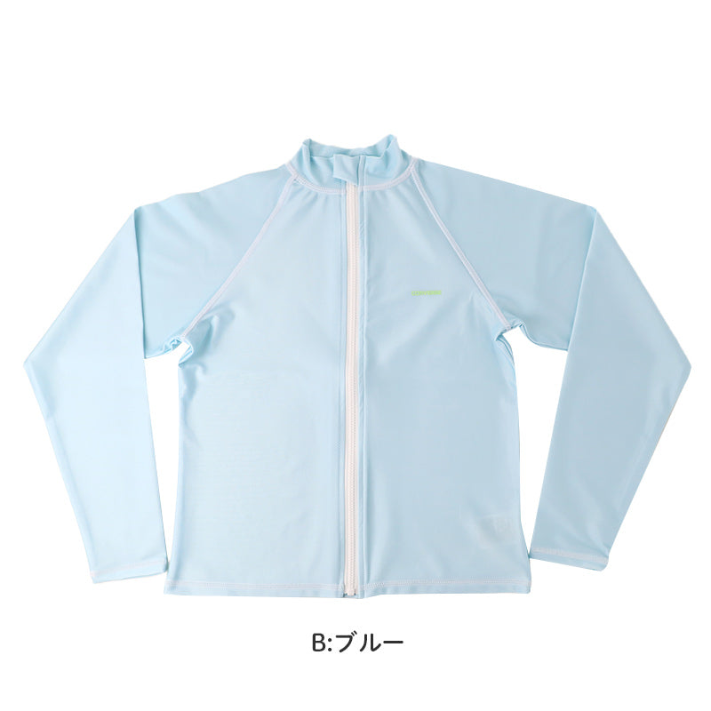 ラッシュガード 女の子 長袖 UVカット UPF50+ 紫外線カット率90%以上 ポリエステル 伸縮 フルジップ ジップカバー CONVERSE 120cm 130cm 140cm キッズ 子供 ガールズ ジュニア 小学生 水着 羽織り ワンポイント プール 海 水遊び 日差し対策 学校