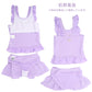 キッズ 水着 女の子 タンキニ セパレート CECIL McBEE セシルマクビー ガールズ ジュニア フリル タンクトップ スイムウェア かわいい 無地 120cm～140cm ブルー パープル プール 海 水遊び 夏用 レジャー