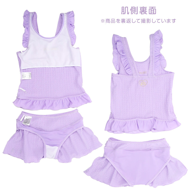 キッズ 水着 女の子 タンキニ セパレート CECIL McBEE セシルマクビー ガールズ ジュニア フリル タンクトップ スイムウェア かわいい 無地 120cm～140cm ブルー パープル プール 海 水遊び 夏用 レジャー