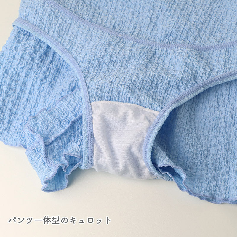 水着 女の子 タンキニ 2点セット セパレート キュロット パンツ一体型 140cm 150cm 160cm ジュニア 子供 ガールズ 小学生 中学生 体型カバー スカート風 胸元裏地付き BEACH MEMORY プール 海 海水浴 水遊び かわいい おしゃれ 夏休み (送料無料)