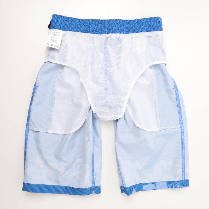 サーフパンツ キッズ 男の子 PIKO ピコ HAWAIIAN LONGBOARD WEAR フラワー柄 水着 海パン スイムパンツ ボーイズ ジュニア ポリエステル ウエスト調節ヒモ 140cm～160cm ブラック ブルー プール 海 水遊び 夏用