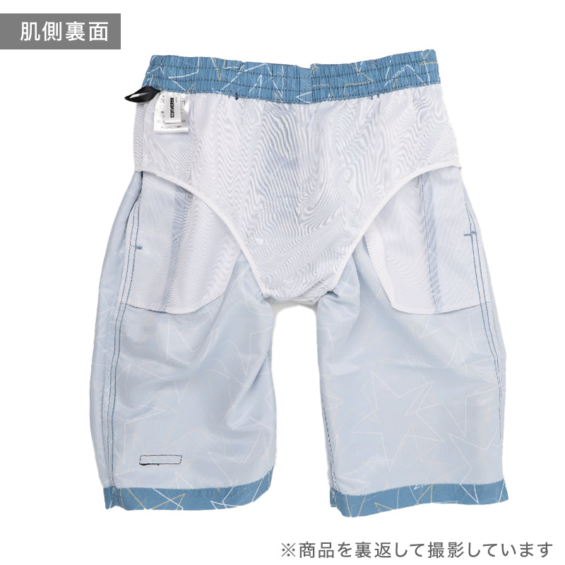 サーフパンツ キッズ 男の子 CONVERSE コンバース スター柄 水着 海パン スイムパンツ ボーイズ ジュニア ポリエステル ウエスト調節ヒモ ブラック ブルー 140cm～160cm プール 海 水遊び 夏用 レジャー