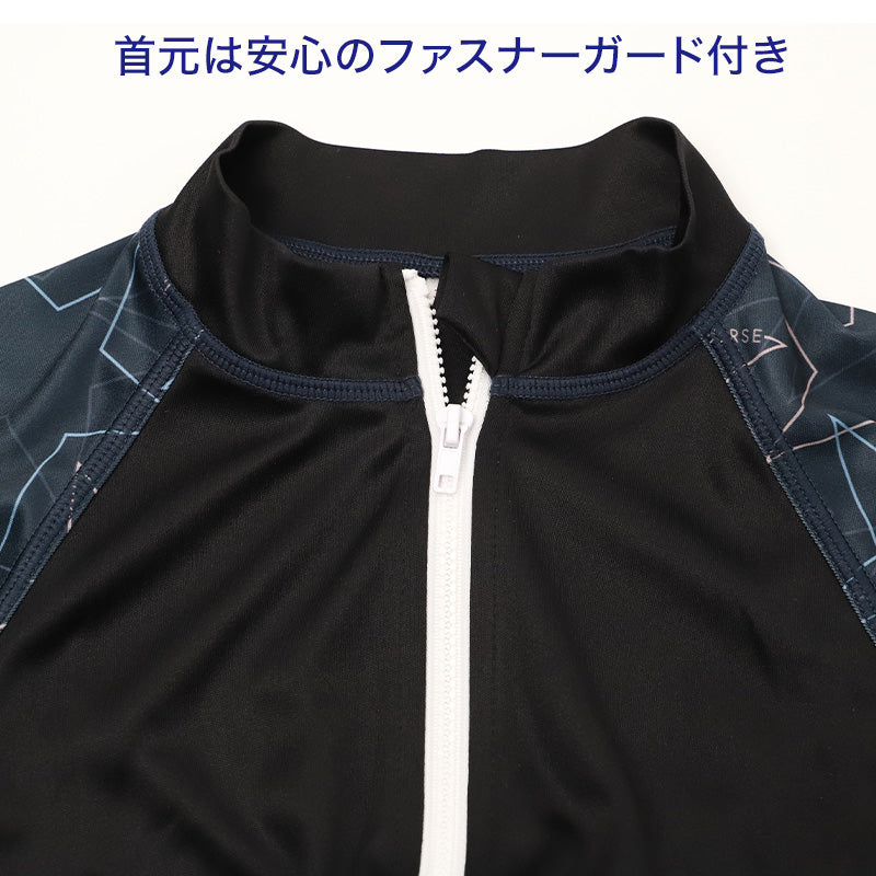 ラッシュガード キッズ 男の子 長袖 CONVERSE コンバース スター柄 水着 ジュニア ボーイズ UVカット UPF50+ 紫外線カット ポリエステル ブラック ネイビー 140cm～160cm プール 海 水遊び 日差し対策 夏用